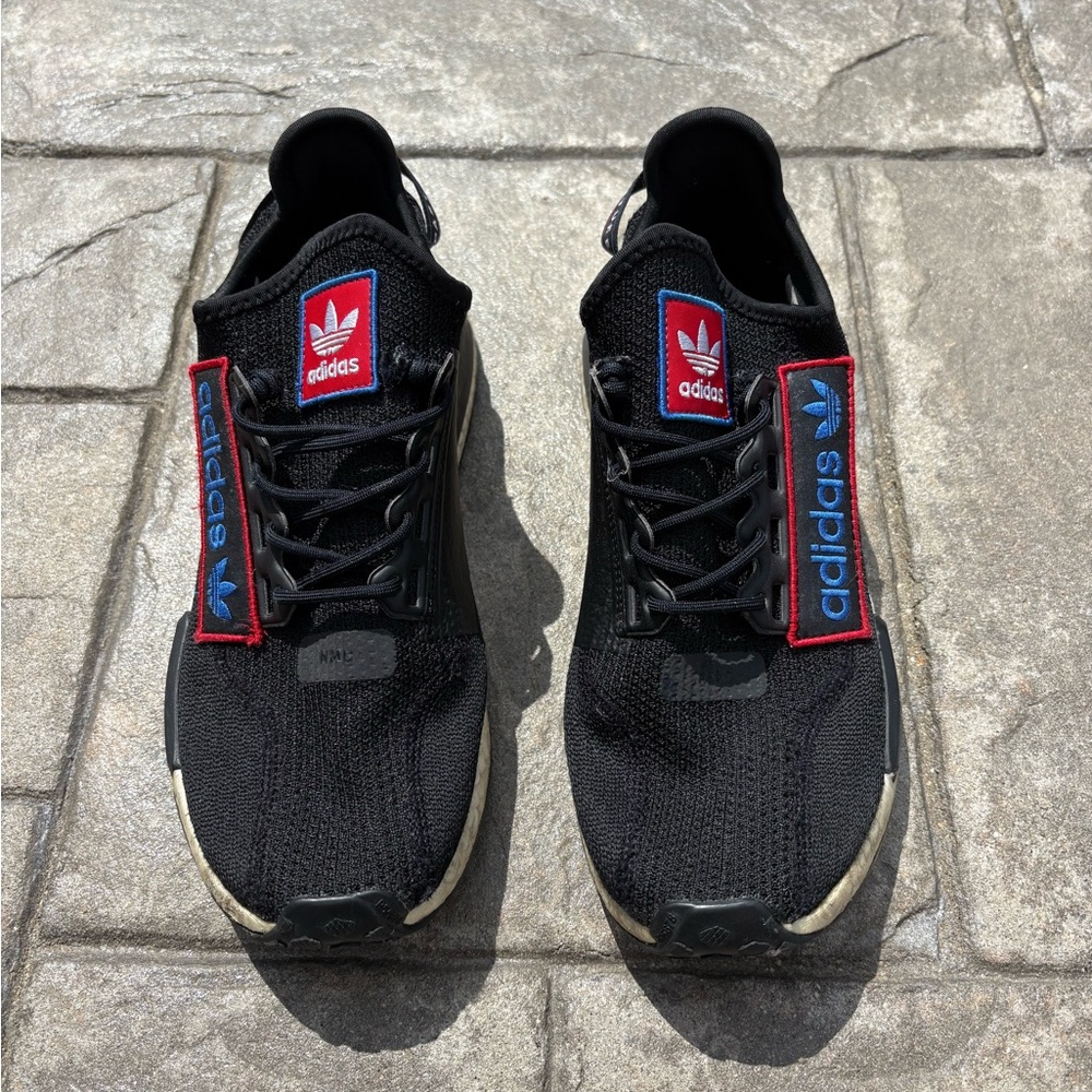 adidas Black Men's Sneakers with Red & Blue Logo Tabs